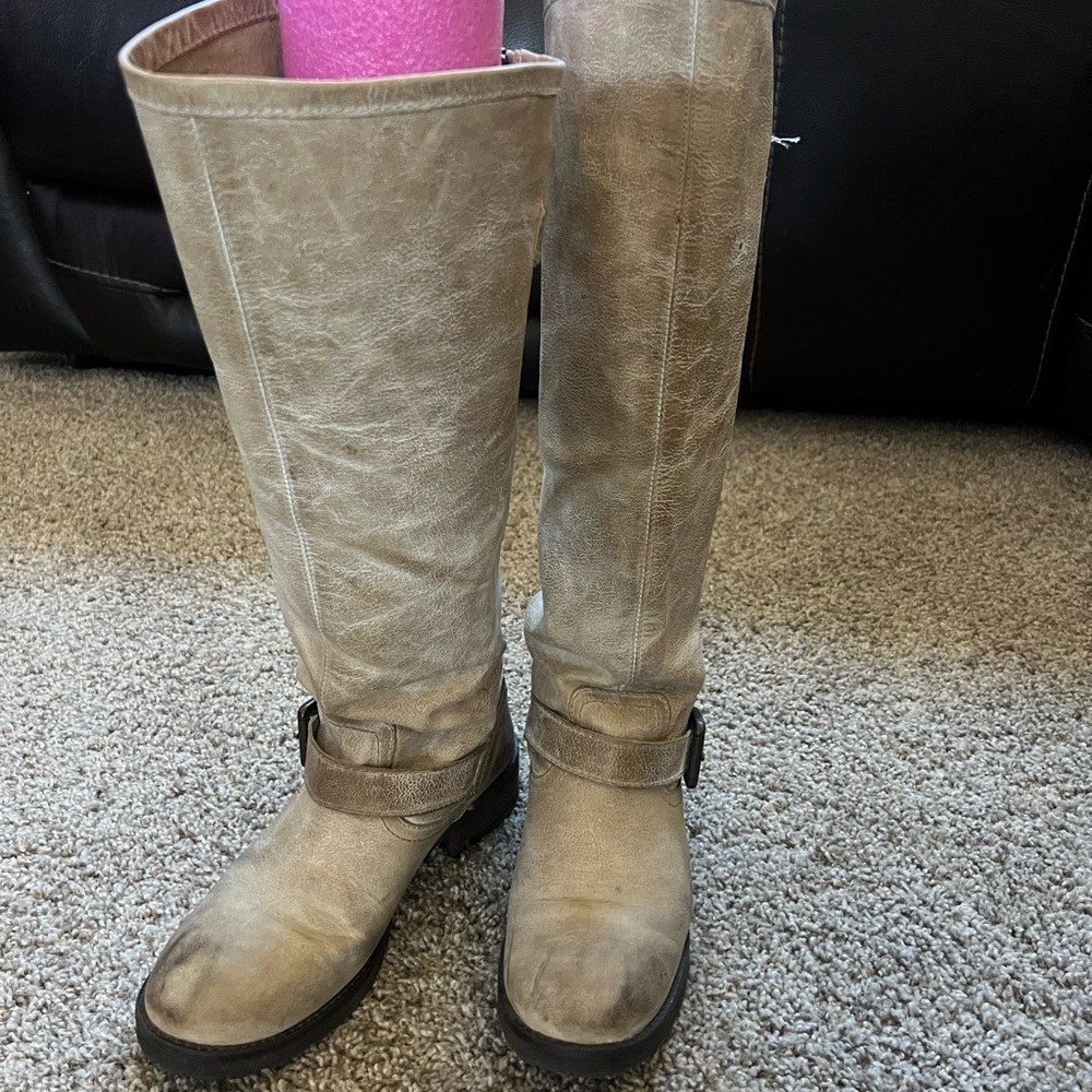 Steve Madden Cream Heeled Boots